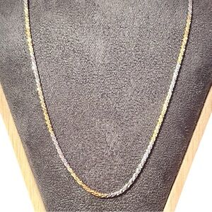 18K Gold Over Sterling Silver Two Tone Diamond Cut Rope 18” Chain Necklace